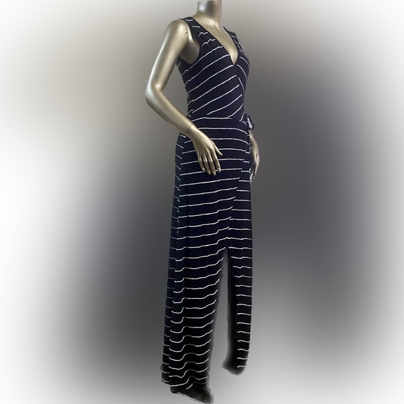 Jessica Simpson Black & White Striped faux wrap Maxi Dress - Picture 5 of 9